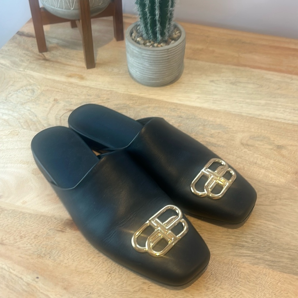 Black Balenciaga mules